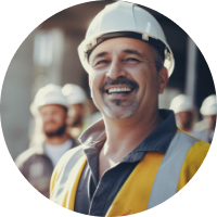 Site supervisor wearing a white hard hat