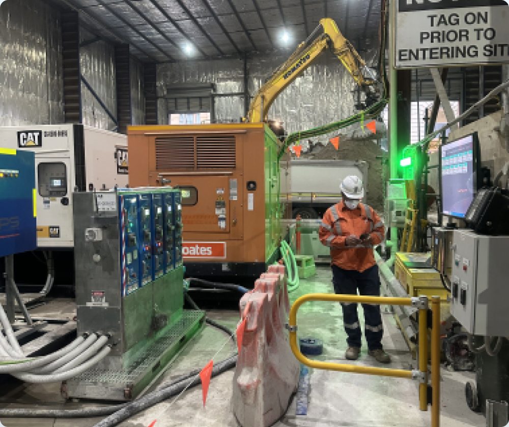 Worker tagging on at a site access control point before entering an operational area